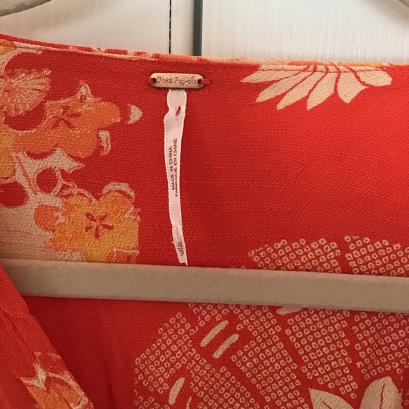 Free people orange floral midi dress Sz XS - Picture 6 of 7